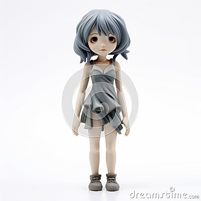 Anime Girl Figurine With Gray Hair - Hiroshi Nagai Style Stock Photo