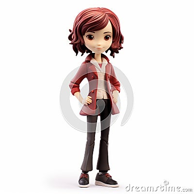 Anime Figure Of A Candid Girl With Red Hair Stock Photo