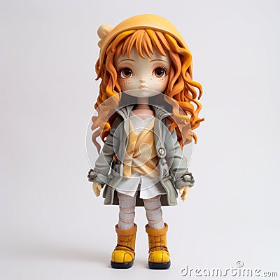 Victoria: A Curly Red-haired Vinyl Toy In Dolly Kei Style Stock Photo