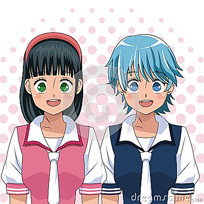Anime girls uniform college japanese Vector Illustration