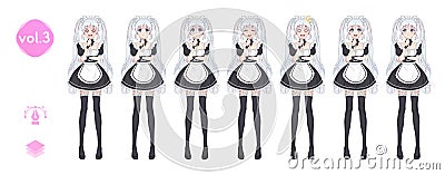 Anime manga girl. Costume of maid cafe Vector Illustration