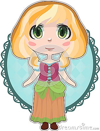 Anime peasant girl Vector Illustration