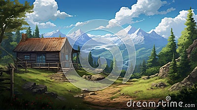 Anime-style Kangchenjunga Cabin Pixel Art In 8k Resolution Cartoon Illustration