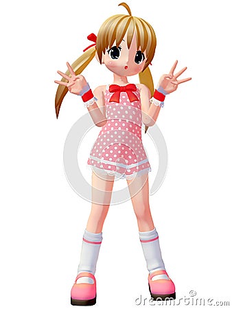 Anime Toon Girl Stock Photo