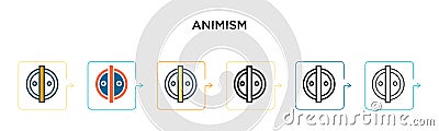 Animism vector icon in 6 different modern styles. Black, two colored animism icons designed in filled, outline, line and stroke Vector Illustration