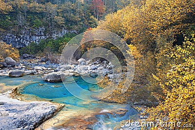 Anisclo canyon in autumn, Huesca, Spain Stock Photo