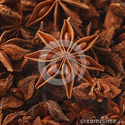 Anise stars spice closeup, abstract aromatic background Stock Photo