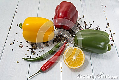 Aniseeds and peppers Stock Photo