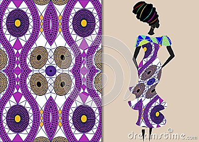 Ankara clothing woman, African Print fabric, Ethnic handmade ornament for your design, Ethnic and tribal motifs geometric elements Vector Illustration