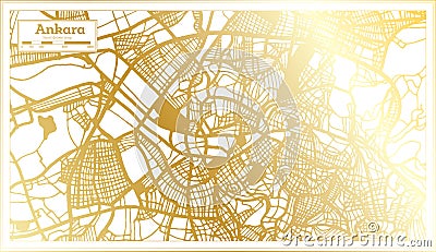 Ankara Turkey City Map in Retro Style in Golden Color. Outline Map Stock Photo