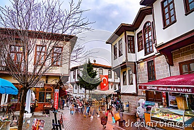 Ankara/Turkey-February 23 2019: Hamamonu district which is popular with old Turkish Houses. Focus stacking technique was used in Editorial Stock Photo