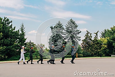 Changing of the Guard at Anitkabir, Mausoleum of Ataturk in Ankara, Turkey Editorial Stock Photo