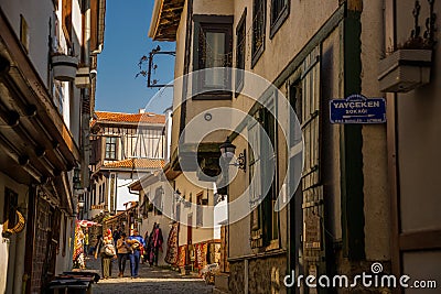 Ankara, Turkey: Old Bazaar street on a beautiful summer day. Market for tourists with traditional Turkish Souvenirs Editorial Stock Photo