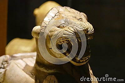 Ivory statue of seated lion from Alintepe Editorial Stock Photo