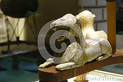 Ivory statue of seated lion from Alintepe Editorial Stock Photo