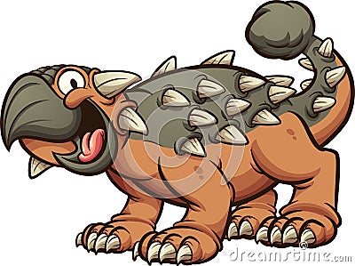 Happy smiling cartoon ankylosaurus dinosaur Vector Illustration