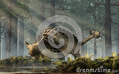 Ankylosaurus in a Forest Stock Photo