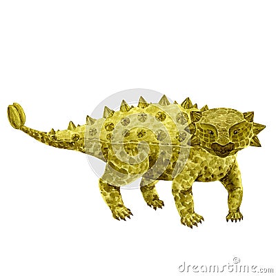 Ankylosaurus on white. Hand-drawn watercolor dinosaur. Design, children things, stickers, cards Stock Photo