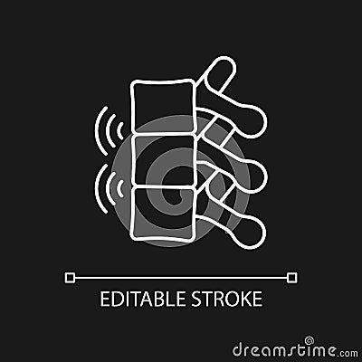 Ankylosing spondylitis white linear icon for dark theme Vector Illustration