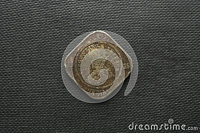 2 Anna Indian coin dated 1918 India, Back view Stock Photo