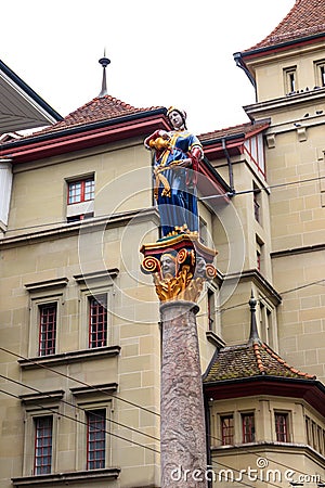 Anna Seiler fountain (Anna-Seiler-Brunnen) in old city of Bern, Switzerland. The fountain was built in 1545-1546 Stock Photo