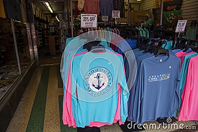 A gift shop with Annapolis themed clothing items Editorial Stock Photo