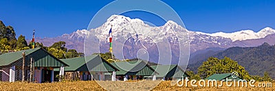 Annapurna mountain Panoramic view from Australian base camp Nepal Stock Photo