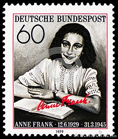 Anne Frank, concentration camp victim and diary writer, circa 1979 Editorial Stock Photo