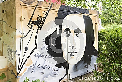 Anne Frank mural painting Editorial Stock Photo