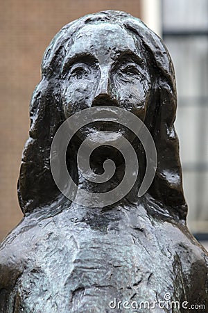 Anne Frank Statue in Amsterdam Editorial Stock Photo