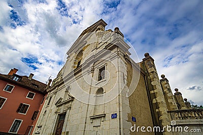 Annecy, France - August 29, 2023: The Church of Saint-Francois, known as the Church of the Italians, is a Catholic church in Editorial Stock Photo