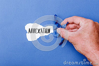 Annexation message on Paper torn ripped opening Stock Photo