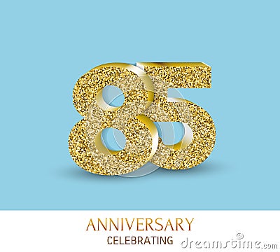 85th anniversary card template with 3d gold colored elements. Can be used with any background. Stock Photo