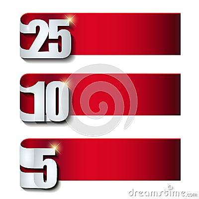 Anniversary banner collection with 3d effect number isolated on white background template Stock Photo