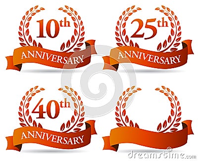 Anniversary Banner Wreath Vector Illustration