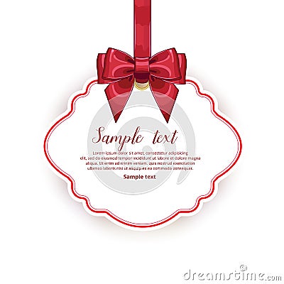 Anniversary card template with ribbon bow Vector Illustration