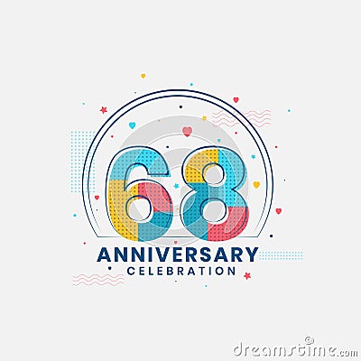 68 Anniversary celebration, Modern 68th Anniversary design Vector Illustration