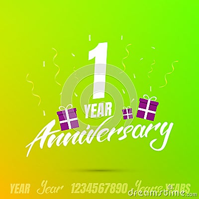 Anniversary celebration set. Anniversary background with numbers, festive elements and decorations Vector Illustration