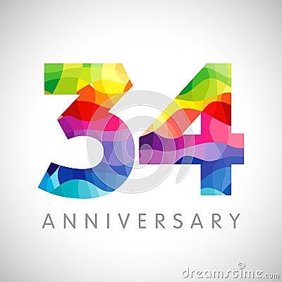 34 anniversary color logo Vector Illustration