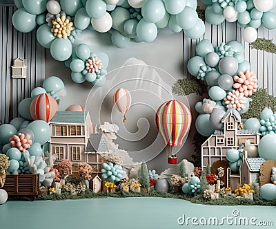 Anniversary custom-made circus theme, backdrop, composit image only Stock Photo