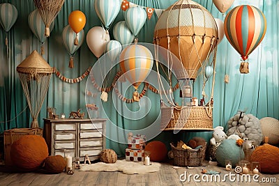 Anniversary custom-made circus theme, backdrop, composit image only Stock Photo