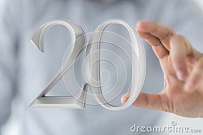 A 20 Anniversary 3d numbers. Poster template for Celebrating 20 anniversary event party Stock Photo