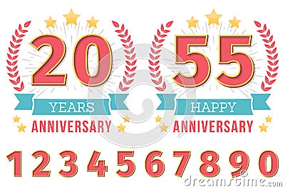 Anniversary Emblems Vector Illustration