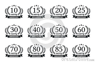 Anniversary Emblems Vector Illustration