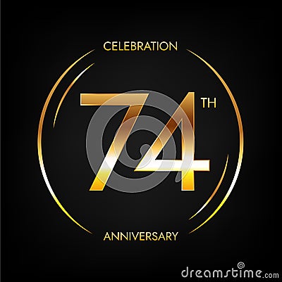 74th anniversary golden bright Vector Illustration