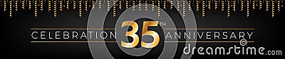 35th anniversary. Thirty-five years birthday celebration horizontal banner. Vector Illustration