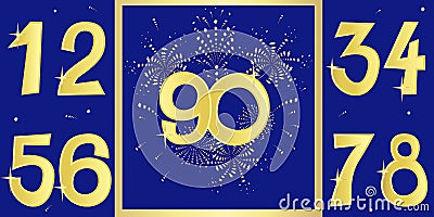 Anniversary golden numbers and a pattern with fireworks. Vector illustration Vector Illustration