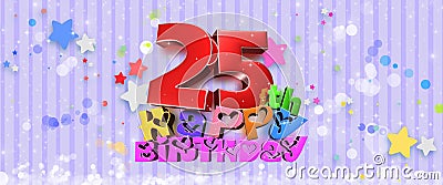 Anniversary Happy Birthday 25 th. Cartoon Illustration