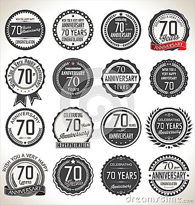 Anniversary label collection, 70 years Stock Photo