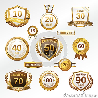 Anniversary label set Vector Illustration